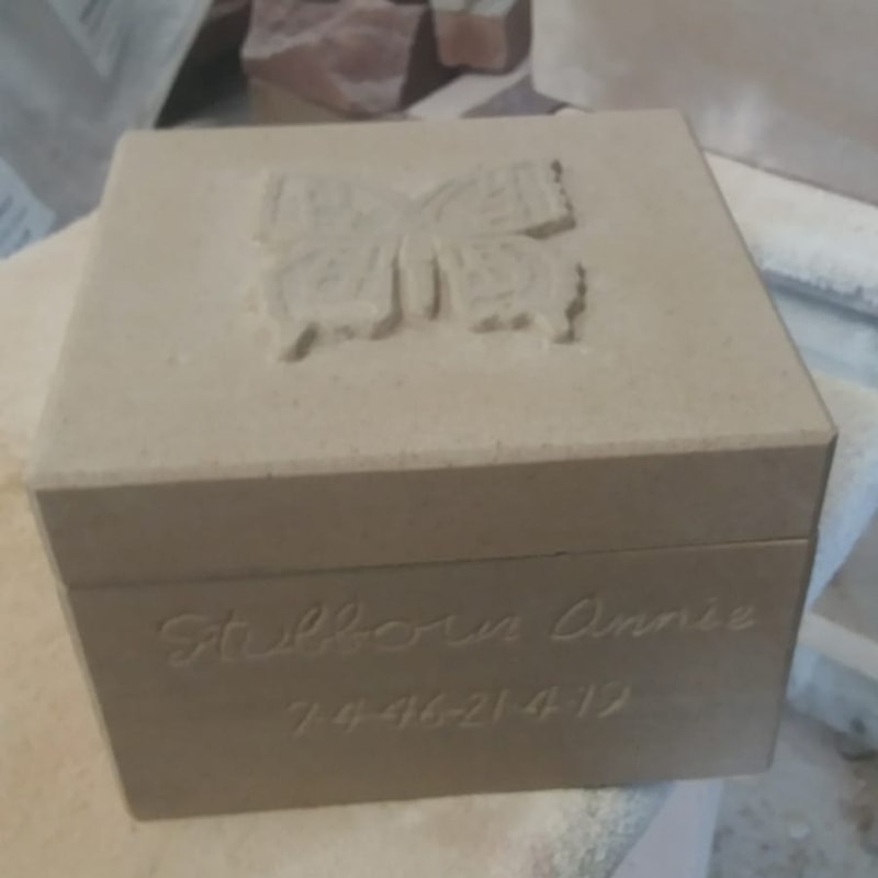 Stone Carved Butterfly Design Urn