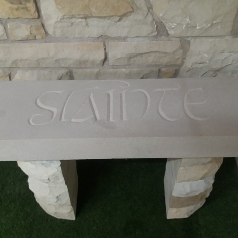 Stone Carved Gaelic Seat/Table
