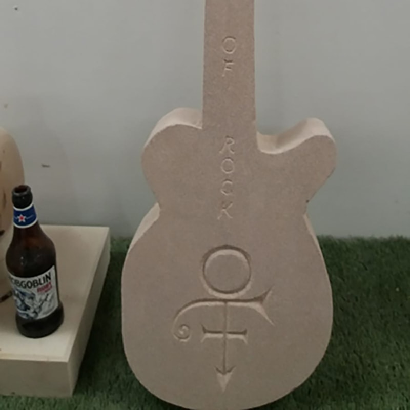 Stone Carved Guitar with Band Logo