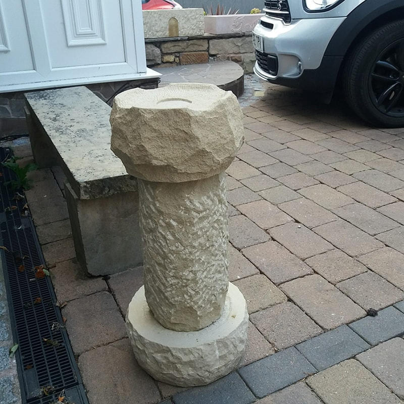 Stone Carved Rustic Bird Bath/Feeder