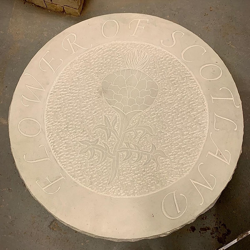 Flower of Scotland Stone Carved Table top
