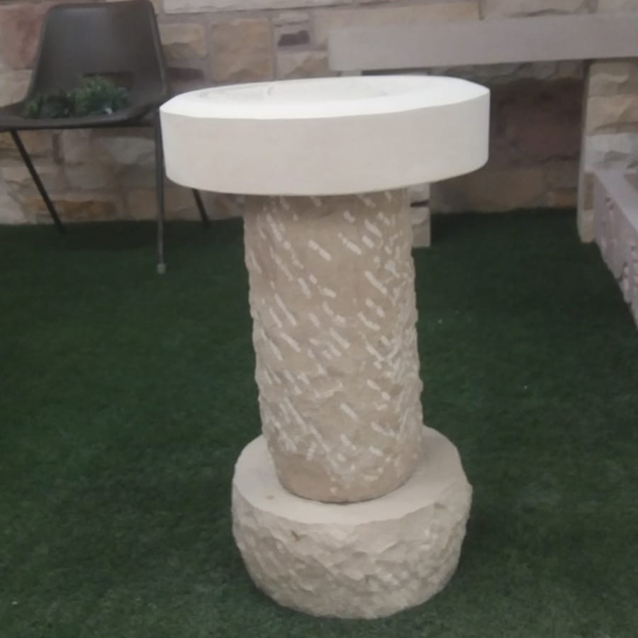 Stone Carved Sunflower Birdbath